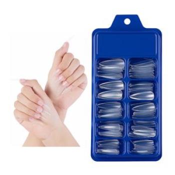 100Pcs/Set Full-paste Pointed Fake Nail Solid-Transparent