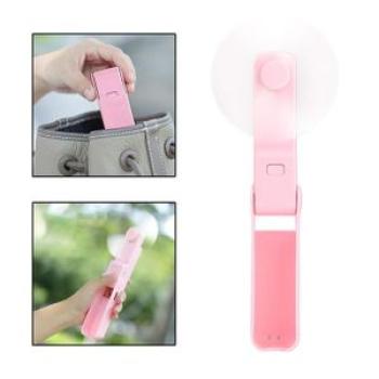 Hand Held Fold Fan USB Rechargeable 3 Modes Personal Pink Large