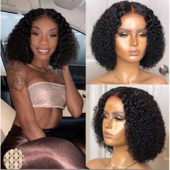 Small Curly Short Hair Full-Beam Wig （Black）