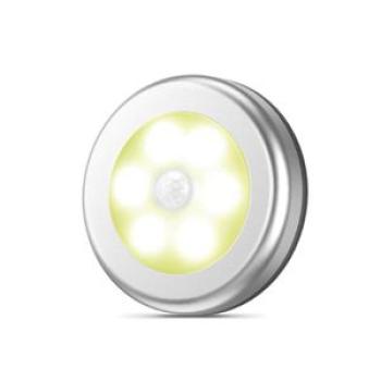 6 LED Home Wardrobe Smart Human Body Sensor Light -Silver- Warm Light