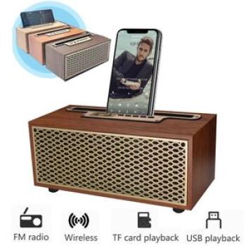 Vintage Home Wood GrainWireless  Bluetooth Speaker TWS Subwoofer Outdoor Mobile Phone Stand Speaker