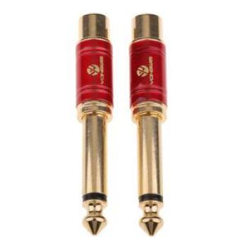 2x Gold Plated 6.5mm Male To RCA Female Audio Video Adapter Red Red