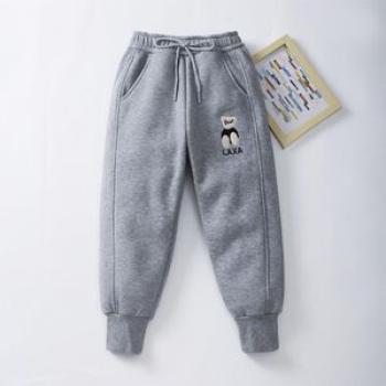 2023 European And American Velvet-Added Thickness Boys` Trousers Winter Warm Child