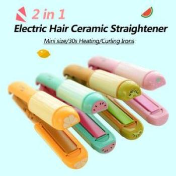 Professional 2 in 1 Portable Hair Straightener Electric Ceramic Curler Styler -