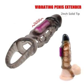 Vibrating Penis Extender Reusable Condom Sleeve Delay Time