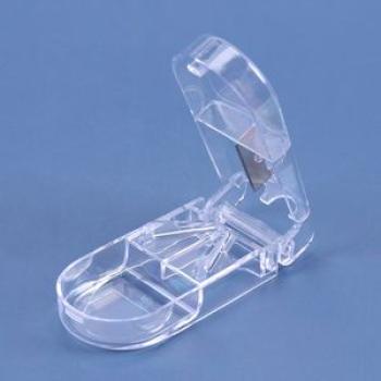1PC  Box Folding  Drug Pill Cutter Box Portable Storage Case Cutting Drugs Container Transparent