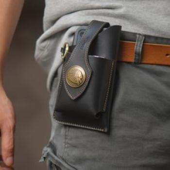 EASYONLY Sports Running Dual Phone PU Waist Bag