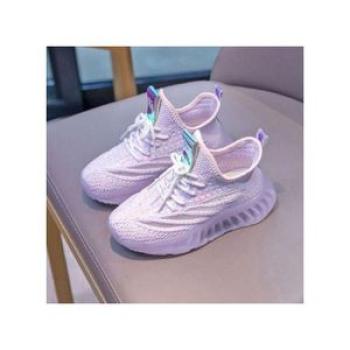 Girls` Breathable Mesh Thin Section Big Kids Single Casual Sports Shoes Purple