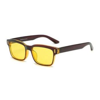 Unisex anti-blue light flat anti-fog glasses brown orange frame yellow lenses