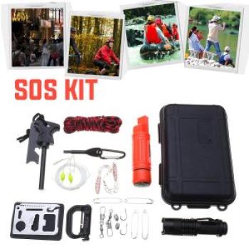 SOS Emergency Kit Outdoors Hiking Camping Tool Set Stick Rope Box