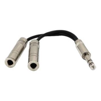 0.2m Long 6.35mm Female Jack To 2 X 6.5mm Female Audio Y Splitter