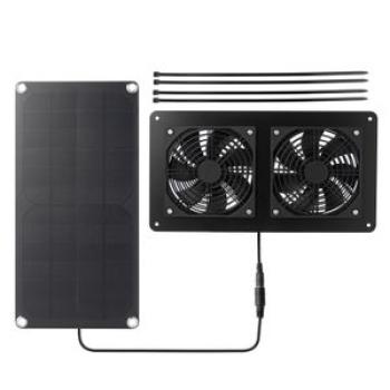 Solar Powered Dual Fan Panel Fan 10W Weatherproof solar