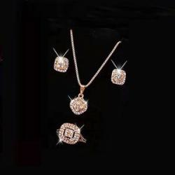 New Year Gift Elegant Ladies Necklace Set-Rose Gold