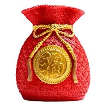 Novelty Flower Vase Red Money Bag Shape Home Decor Bouquet Floral