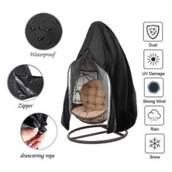 Outdoor Garden Hanging Swing Balcony Egg Chair Cover Black 115x190x1cm