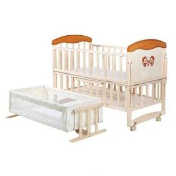 Baby Crib Solid Wood Cradle Bed Baby Bed Bb Newborn Unpainted Bed Amaw - Brown