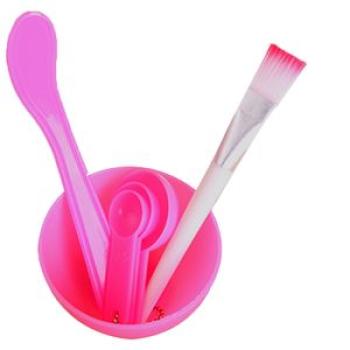 4Pcs DIY Facial Mask Bowl Mixing Brush Makeup Spoon-Rose Red
