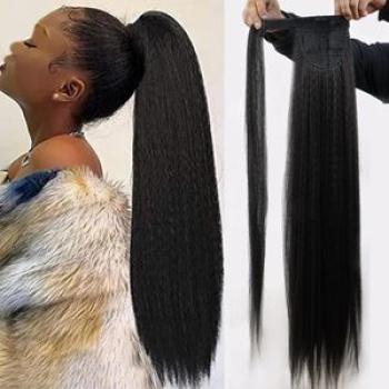 Wig ponytail 34 inches African ladies long curly hair Velcro ponytail