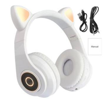 B39 Bluetooth Headphone Cat Ear Design Stable-White