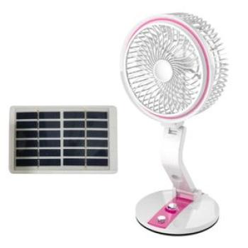 Portable Solar Desk Fan with Led Lamp Whisper-quiet 360° for Office Pink