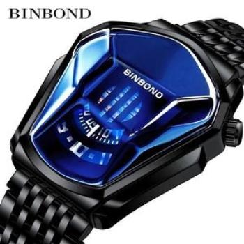 Binbond Top Luxury Stainless Steel Men Waterproof Wristwatch
