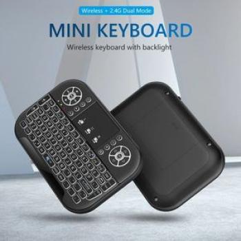 A8 Mini Rechargeable Ergonomic 2.4G Air Mouse Touchpad Backlit Wireless Keyboard - Black