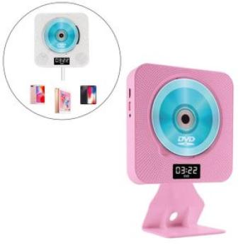 Portable CD Player Bluetooth Speaker Stereo Desk Wall Mountable Pink