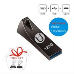 Metallic USB 3.1 Pendrive - 128GB Black + Free OTG Adapter & Android&Type-c