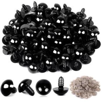 100PCS Plastic Safety Crochet Eyes Bulk with 100PCS Washers for Crochet Crafts  0.24Inch/6mm