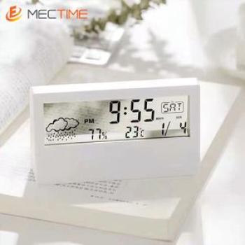 LCD Digital Alarm Clock Multifunction Transparent Display - White