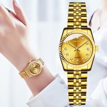 Top Brand Luxury Diamond Ladies Wristwatches Stainless Steel Gold Mesh Strap Female Quartz Watch