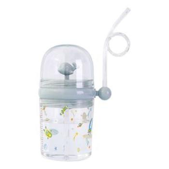 Water Bottle With Straw Straw Cup Leak Proof Baby Feeding Bottle Blue