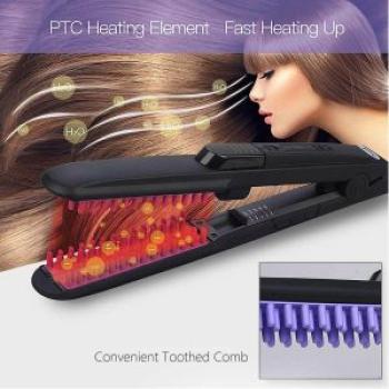 Professional Dry & Wet Steam Hair Straightener Ceramic Flat Iron Toothed Comb US US Plug