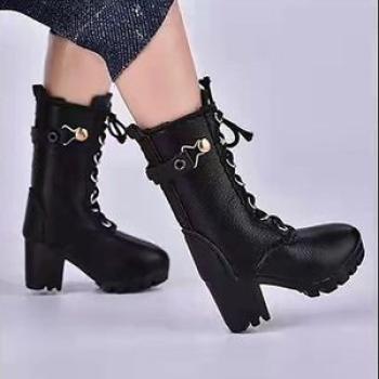 Creative 1/6 Scale Figure Shoes Female Figure Boots Action Black