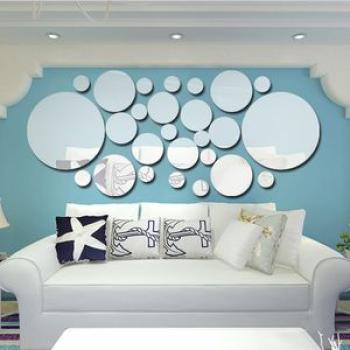 26pcs/set Acrylic Polka Dot Wall Mirror Stickers Room Bedroom Kitchen Bathroom Stick Decal Home Part