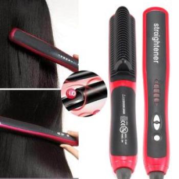 Hair Straightener Electric Comb Brush Straightening Iron Professi Brush Massager Black EU Plug Euroc