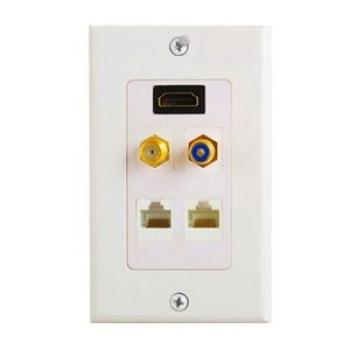 HDMIMono RCA AudioCoaxialDual Ethernet Combo Wall Plate For Home