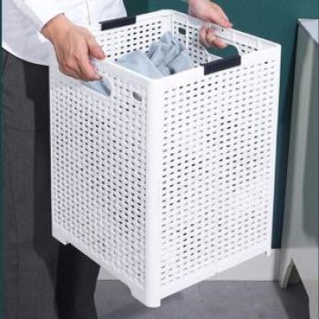 Foldable Laundry Basket With Handles For Closet Nursery Room White