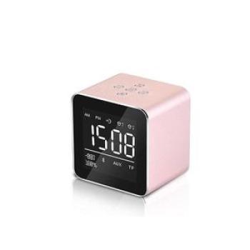 Wireless Bluetooth Speakers LED Alarm Clock LCD Digital Display Portable Mini Square Bass Speaker HT