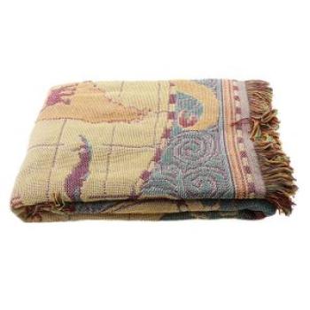 Soft Cotton Sofa Throw Arm Chair Single Bed Blanket Picnic Rug - Map