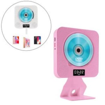 CD Music Player Bluetooth Speaker Desktop Wall Mountable Plug-US Pink