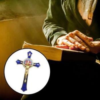 Holy Wall Crucifix Cross Religious Saint For Church Ornaments Blue