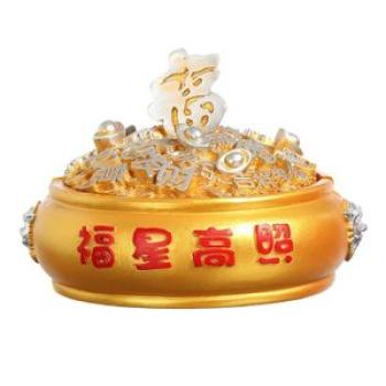 Lucky Bag/Emperor Hat Shaped  Ashtray Attract Wealth Gold A