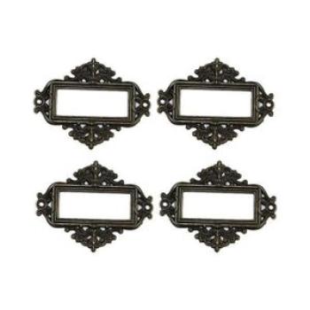 6X Office Shelves File Drawer Label Holder Screw-up Card Frame Antique