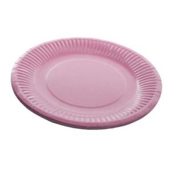 10pcs Disposable Round Paper Plate Birthday Party Tableware Craft Pink