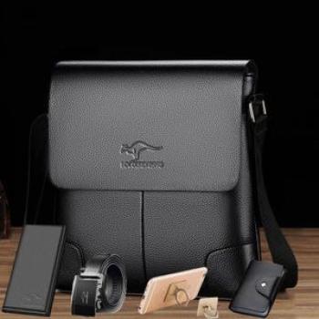 5 Pieces/set Shoulder Bag Business Men’s Messenger Bag PU Leather Crossbody Bag Men’s Business Handb