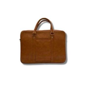 Leather 17 Inches Laptop Briefcase Handbag Travel Bag Mens Womens  Brown