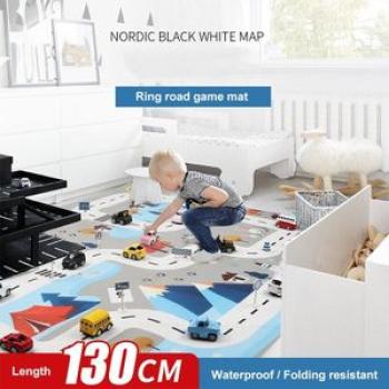 Blanket Toy Nordic Game Mat Baby Room Carpet Kid`s Traffic Parking Lot Map Rug Road Sign Alloy Model