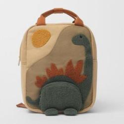 Embroidery Sun Long Neck Small Dinosaur Backpack Hook Hair Embroidered Cartoon Canvas Kindergarten C