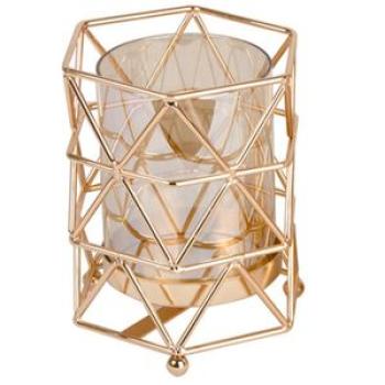 Golden Iron Candle Holder European Geometric Candlestick Romantic Crystal Candle Cup Home Decoration